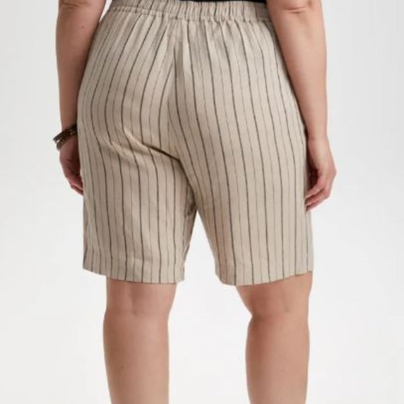 Laura Plus - Striped Linen Blend Pull-On Shorts, 16 - Picture 2 of 3
